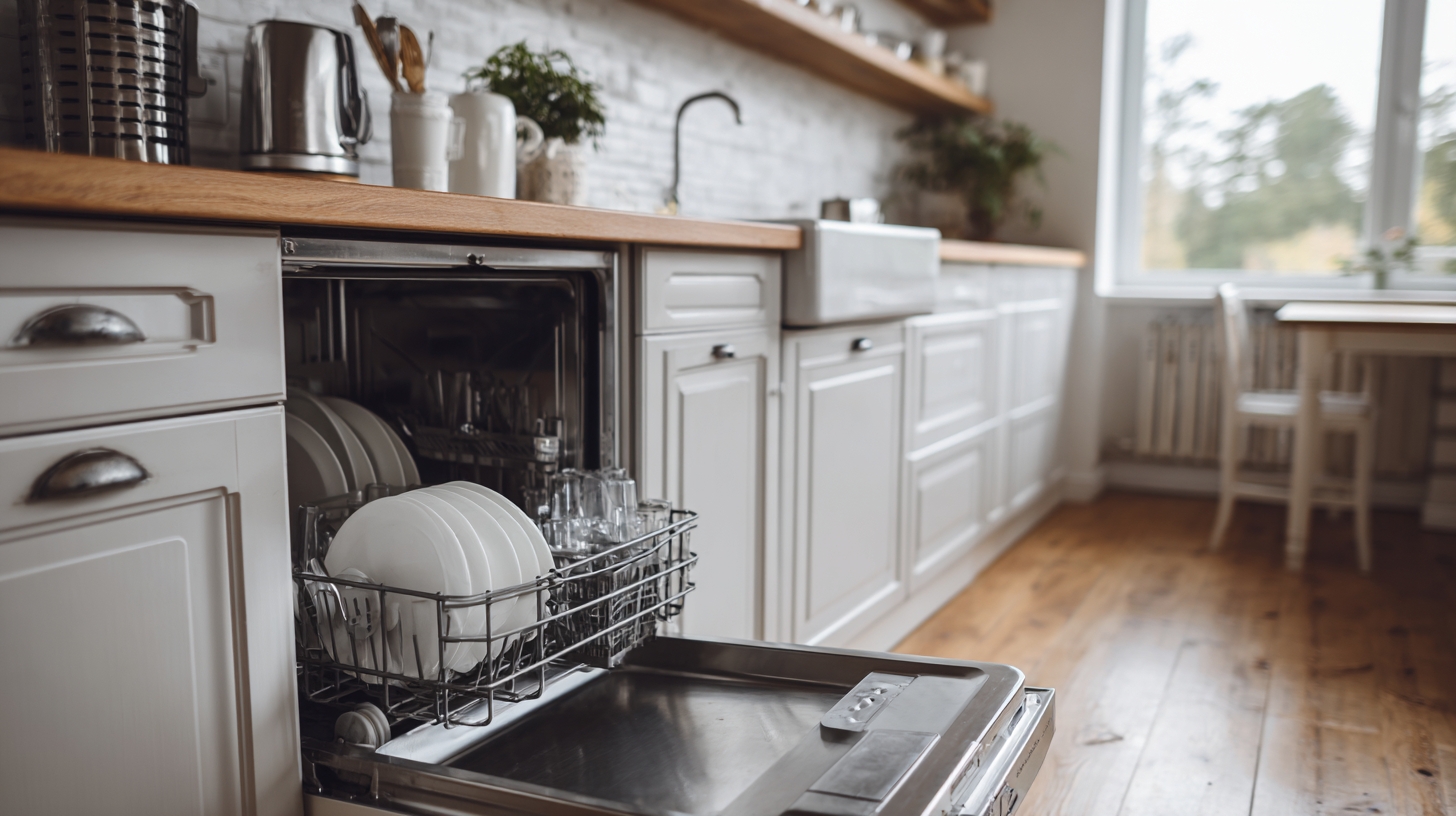 modern dishwasher close-up in a nice clean kitchen