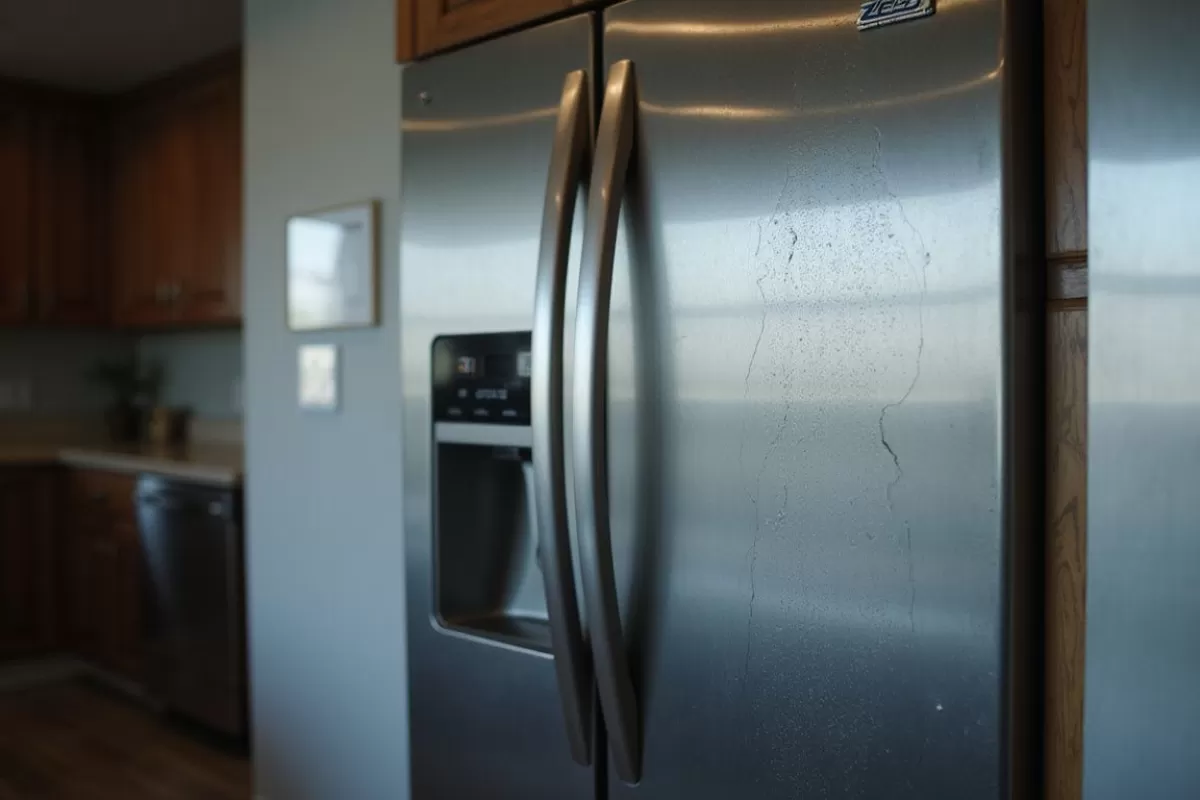 Stainless-steel refrigerator door with built-in water and ice dispenser